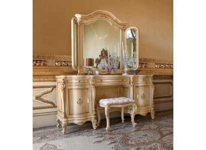 Espejo de tocador de lujo tocador beige conjunto de dormitorio