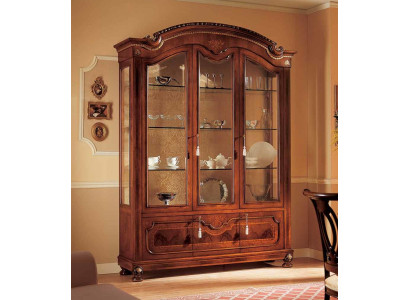 Vitrina Armarios Vitrinas Marrón Armario Lujo Salón Madera Cristal
