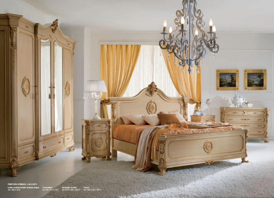 Cama Cama doble Camas Dormitorio Estructura de cama Beige Madera Lujo