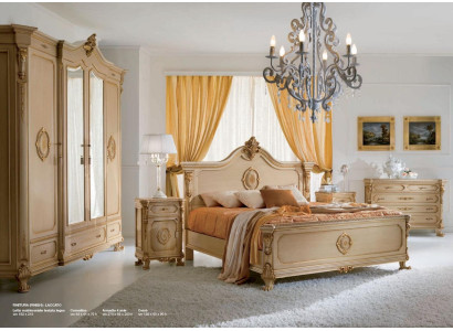 Cama Cama doble Camas Dormitorio Estructura de cama Beige Madera Lujo