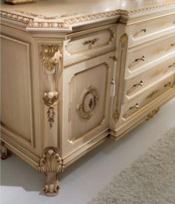 Cómoda espejo tocador tocador consola beige conjunto dormitorio