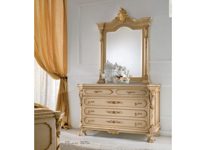 Grupo Cómoda Espejo Aparador Conjunto Armarios Dormitorio Beige 2 piezas