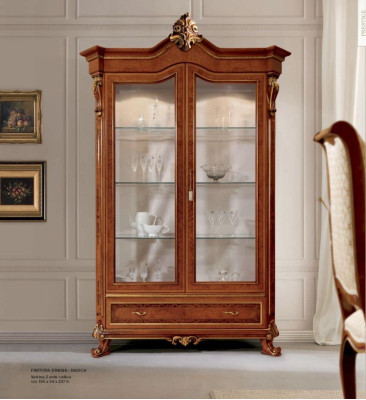 Vitrina de lujo Gabinetes Vitrinas Madera Muebles de sala de estar Oro Barroco