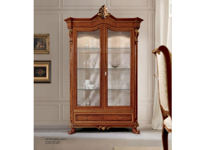 Vitrina de lujo Gabinetes Vitrinas Madera Muebles de sala de estar Oro Barroco