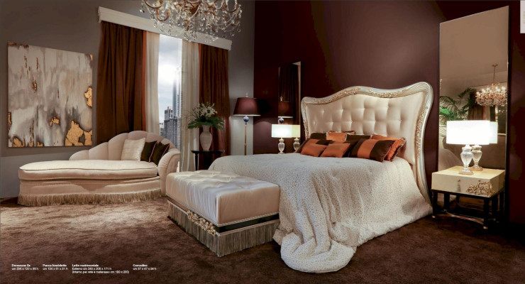Cama Cama doble Chesterfield Tela Lujo Camas Madera Dormitorio