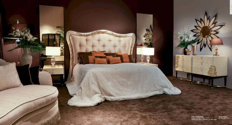 Cama Cama doble Chesterfield Tela Lujo Camas Madera Dormitorio