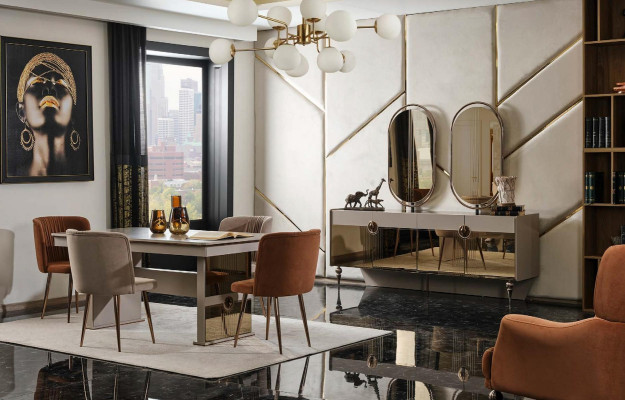 Mesa de comedor conjunto de sala de estar diseño italiano estilo.