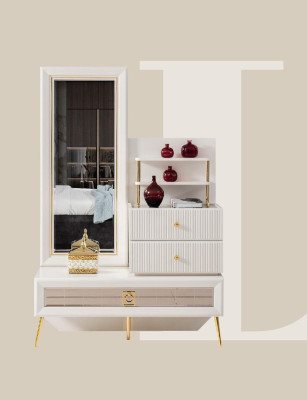 Cómoda Espejo Madera Cómodas Conjunto de lujo Grupo Juego de dormitorio