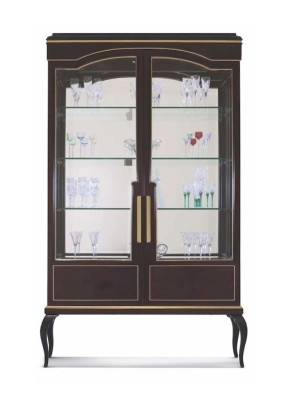 Vitrina de lujo marrón armario de vitrinas de madera y vidrio para la sala de estar.