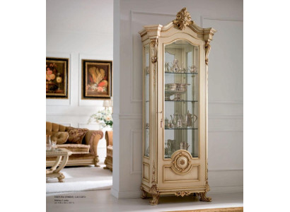 Vitrina armarios Lujo Vitrinas Madera Muebles de salón Oro Armario