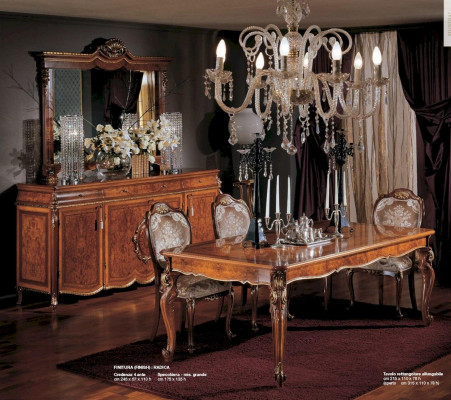 Mesa de comedor extensible Esquina de comedor de madera grande marrón estilo rococó Comedor