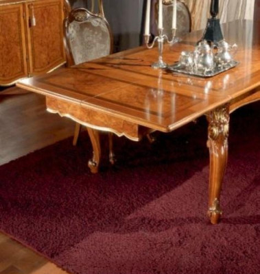 Mesa de comedor extensible Esquina de comedor de madera grande marrón estilo rococó Comedor