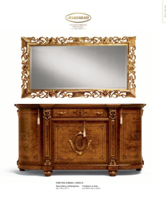 Espejo de pared de lujo de madera dorada de estilo barroco de diseño para dormitorios Marzorati