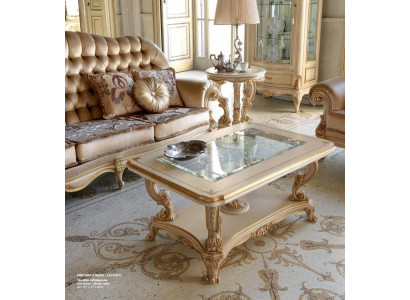 Mesa de centro Mesa auxiliar Mesa Muebles de sala Beige Madera Mesas Diseño Lujo.