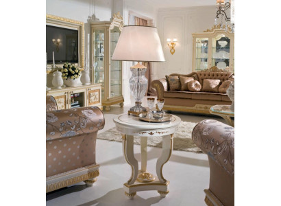 Mesa auxiliar Mesa de centro Mesa Sala de estar Muebles Redonda Beige Madera