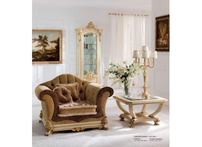 Sillón de lujo de orejas de tela marrón muebles de salón barrocos