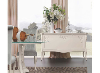 Muebles de madera blancos de lujo para el salón: cómodas, armarios y aparadores.