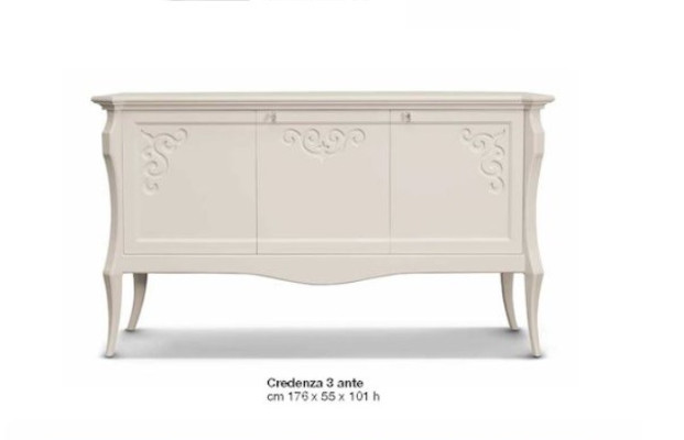 Muebles de madera blancos de lujo para el salón: cómodas, armarios y aparadores.