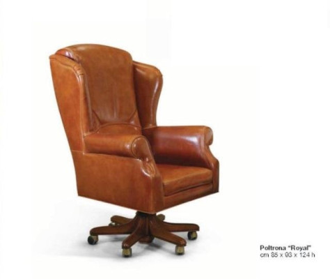Silla de oficina giratoria de cuero marrón de lujo.