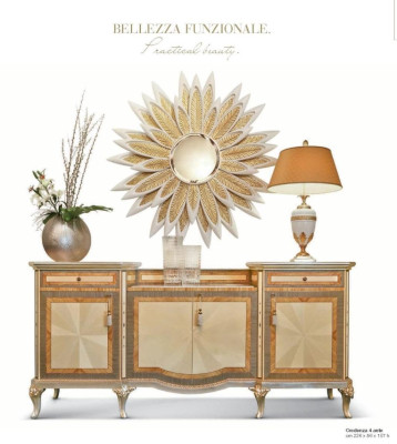 Flor espejo de pared espejo de madera de lujo dorado barroco dormitorio beige