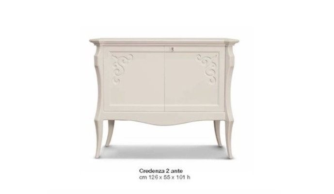 Mueble de salón de lujo de madera blanca con cajones y armarios.