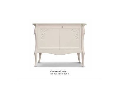 Mueble de salón de lujo de madera blanca con cajones y armarios.
