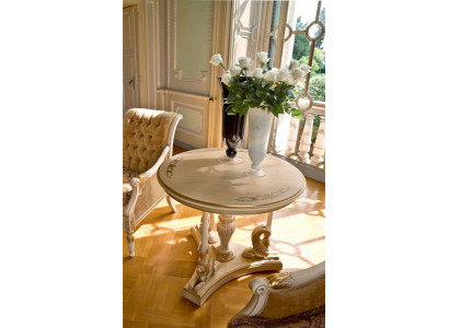 Mesa de centro Mesa auxiliar Mesa Muebles de salón Beige Madera Mesas Redondo Lujo Nuevo