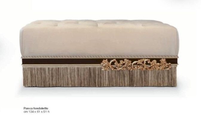 Chesterfield otomana taburete de muebles tapizado de tela beige de lujo