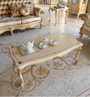 Mesa de centro Mesa auxiliar Mesa Sala de estar Muebles Beige Madera Mesas Diseño Lujo