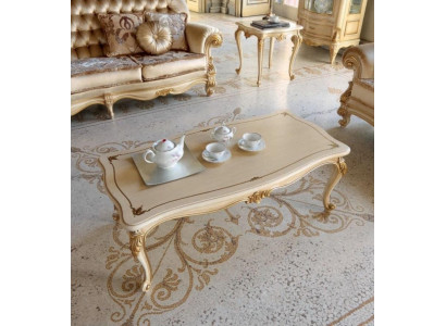 Mesa de centro Mesa auxiliar Mesa Sala de estar Muebles Beige Madera Mesas Diseño Lujo