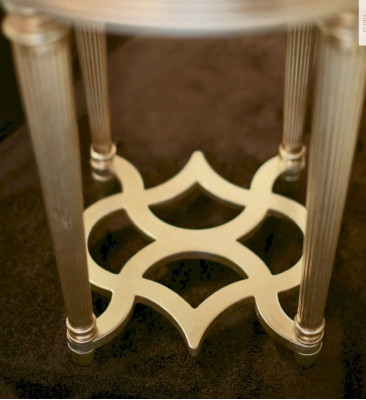 Mesa auxiliar Mesa de centro Mesa Mueble de sala Beige Madera Redonda Mesas