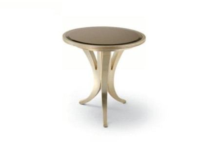 Mesa auxiliar Mesa de centro Redonda de madera Mesa Muebles de sala Beige