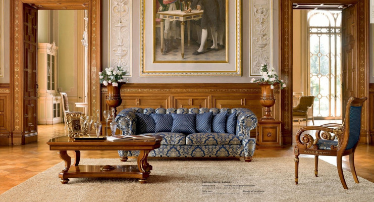 Silla de comedor Silla de comedor Sillón Silla de lujo Tela azul