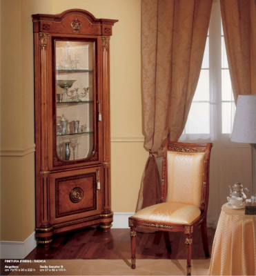 Silla Silla de comedor Sillón de comedor Asiento de lujo de madera Tela marrón