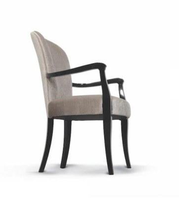 Silla con reposabrazos Silla de cocina Silla de comedor Madera Tela Gris