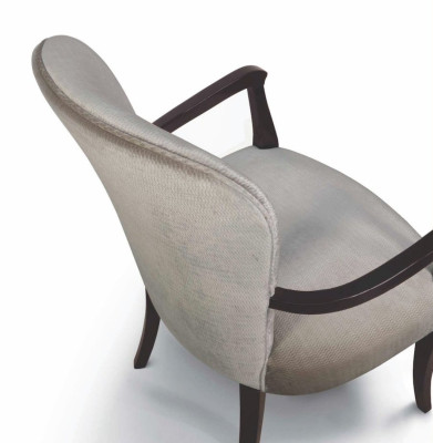 Silla con reposabrazos Silla de cocina Silla de comedor Madera Tela Gris