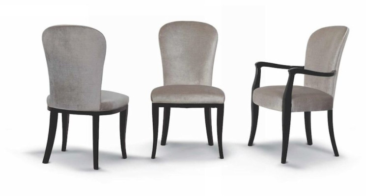 Silla con reposabrazos Silla de cocina Silla de comedor Madera Tela Gris