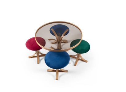 Mesa de centro completa con 4 taburetes, muebles de lujo de diseñador para sala de estar, mesa de café.