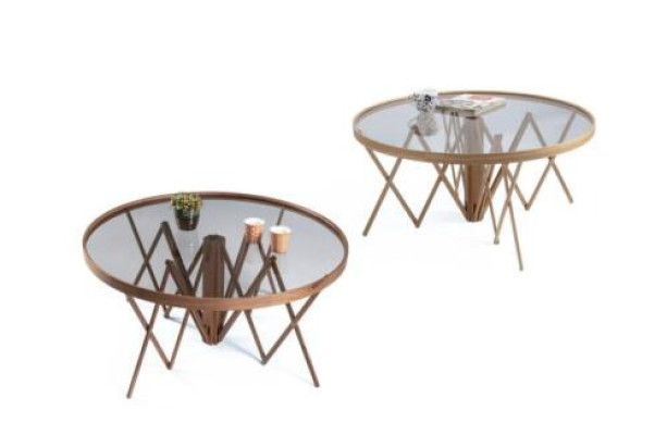 Conjunto de sala de estar de diseñador 2x mesas de centro redondas Mesa de café Muebles de lujo
