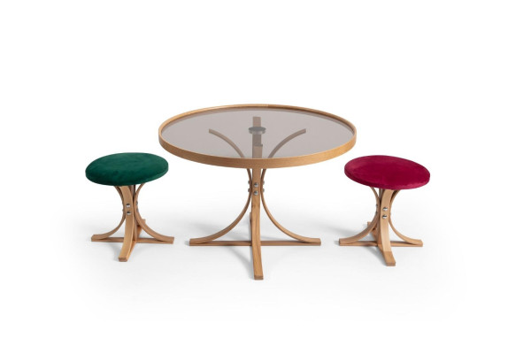 Juego de sala: Mesa de centro, 2 taburetes, muebles de lujo, mesa de café moderna.