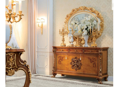 Cómoda espejo aparador Madera Dorado Mueble de sala Armario