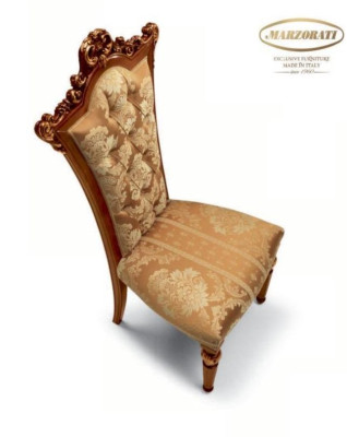 Silla de comedor con respaldo silla de lujo sillas de madera marrón barroco.