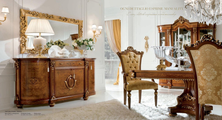 Silla de comedor con respaldo silla de lujo sillas de madera marrón barroco.