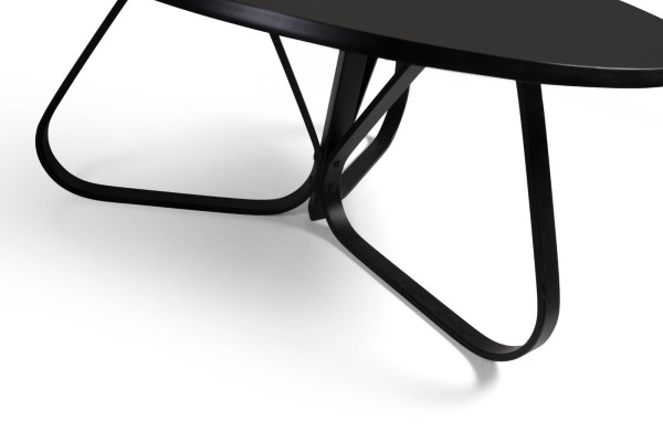 Sala de estar negra, mesa de centro moderna, diseño de interiores, muebles de lujo.