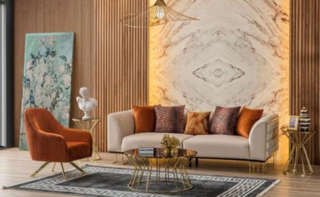 Conjunto de sofás de acero inoxidable para la sala de estar, 3+1 plazas, sillón tapizado, sofá de lujo.