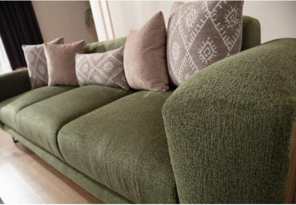 Verde sala de estar sofá de lujo de 4 plazas con asientos relax