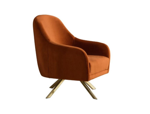 Sillón de brazos naranja con patas de acero inoxidable, moderno sillón individual tapizado muebles.