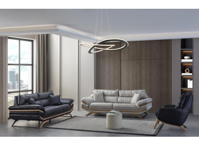 Conjunto exclusivo de sala de estar que consta de 2 sofás de 3 plazas y sillón 3 piezas