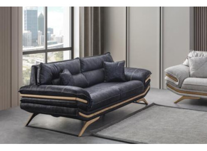 Sofá de 3 plazas elegante exclusivo en color negro, muebles de lujo para la sala de estar.