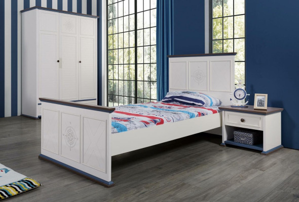 Diseño moderno Mueble de noche infantil Auxiliar Habitación juvenil Blanco Madera